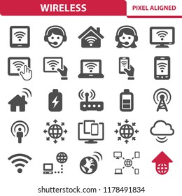 Wireless Icons. Professional, pixel perfect icons, EPS 10 format.