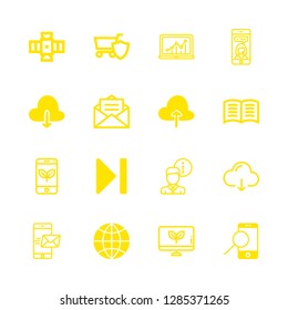 wireless icons set with ebook, download cloud and computer vector set