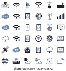 Wireless Icons. Two Tone Flat Design. Vector Illustration.