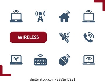 Wireless Icons. Wi-Fi, WiFi, Internet, Signal, Technology Icon. Professional, pixel perfect vector icon set.