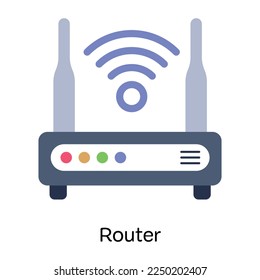 Wireless internet connection, flat icon of router 