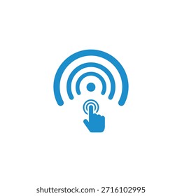 Ícone de conexão sem fio com gesto de toque manual para redes de comunicação de tecnologia