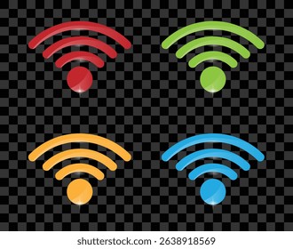 Wireless Internet Connection Realistic Glossy Sign on Transparent Background. Signs and symbols for web use concept vector art