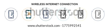 Wireless internet connection sign icon in filled, thin line, outline and stroke style. Vector illustration of two colored and black wireless internet connection sign vector icons designs can be used 