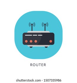 Wireless internet modem router sign, Vector illustration.