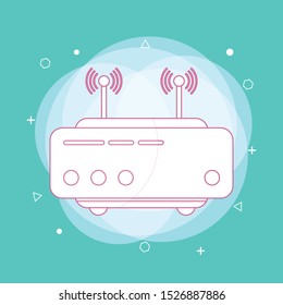 Wireless internet modem router sign, Vector illustration. Concept of line icon