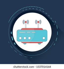 Wireless internet modem router sign, Vector illustration.