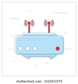 Wireless internet modem router sign, Vector illustration.