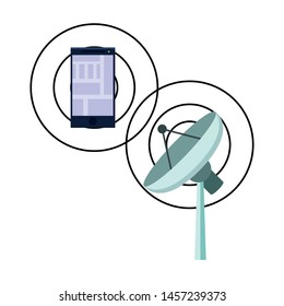 wireless internet and radio technology modern connection with smartphone gps location cartoon vector illustration graphic design
