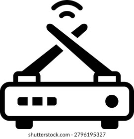 Wireless internet router modem transmitter device hardware network icon.