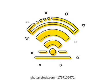 Wireless internet sign. Wifi icon. Hotel service symbol. Yellow circles pattern. Classic wifi icon. Geometric elements. Vector