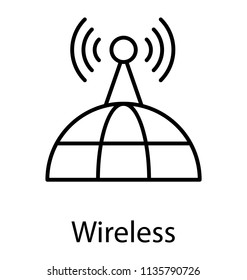 
Wireless internet signal tower line icon design
