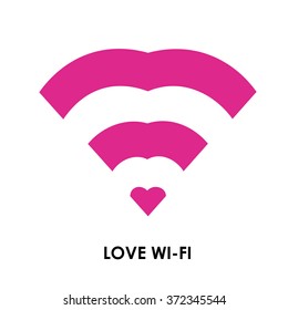 Wireless internet symbol like a heart with waves. Vector illustration