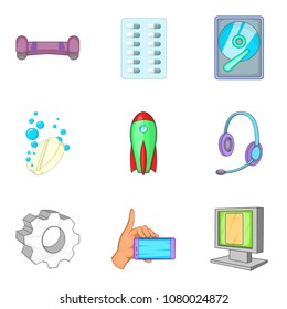 Wireless inventory icons set. Cartoon set of 9 wireless inventory vector icons for web isolated on white background