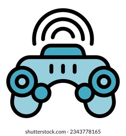 Wireless joystick icon outline vector. Game machine. Arcade menu color flat