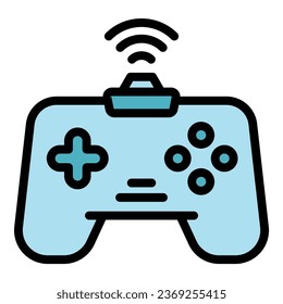 Wireless joystick icon outline vector. Sport gamer. Online pc color flat