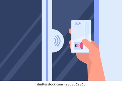 Wireless key card. Access control card concept. Vector illustration.