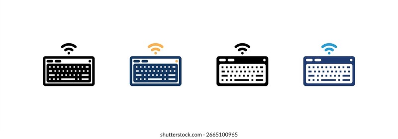 Wireless Keyboard icon set multiple style collection. Vector illustration.