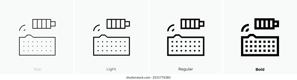wireless keyboard icon. Thin, Light Regular And Bold style design isolated on white background