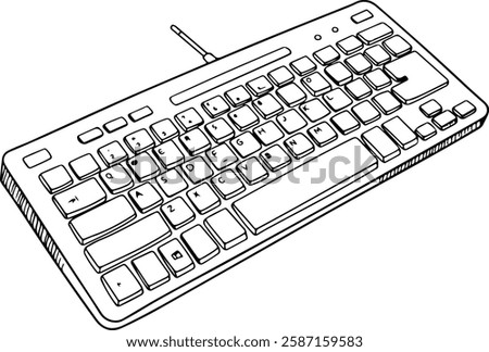 Wireless Keyboard with Minimal Key Outlines