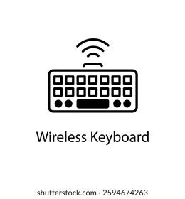Wireless Keyboard vector icon stock illustration