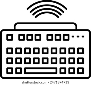 Wireless Keyboard Vector Line Icon Design
