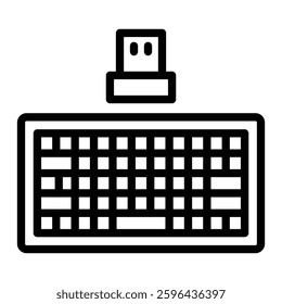Wireless Keyboard Vector Line Icon Design