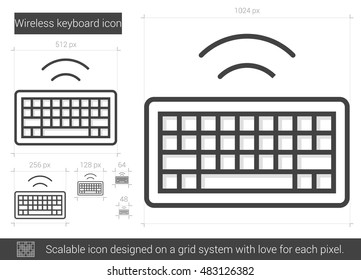 Wireless keyboard vector line icon isolated on white background. Wireless keyboard line icon for infographic, website or app. Scalable icon designed on a grid system.
