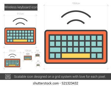 Wireless keyboard vector line icon isolated on white background. Wireless keyboard line icon for infographic, website or app. Scalable icon designed on a grid system.