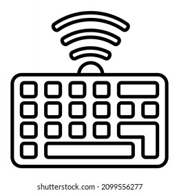 Icono De Esquema Del Vector De Teclado Inalámbrico Aislado En Fondo Blanco
