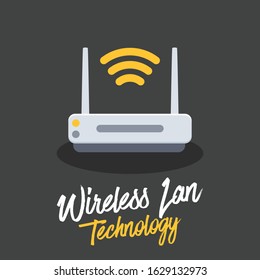 wireless lan adapter signal router icon vector illustration flat design style