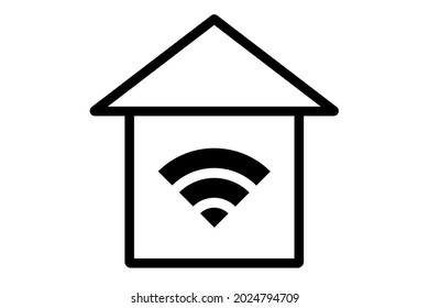 Wireless LAN environment in a typical house. Vector illustration. Icon material.