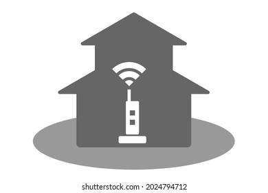 Wireless LAN environment in a typical house. Vector illustration. Icon material.