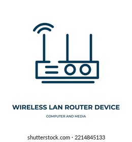 Wireless lan router device icon. Linear vector illustration from computer and media collection. Outline wireless lan router device icon vector. Thin line symbol for use on web and mobile apps, logo, 