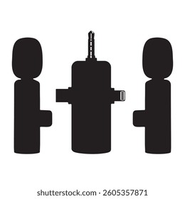 Wireless Lavalier Vlogging Microphones Silhouette Vector Illustration