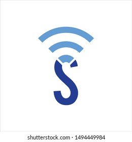 Wireless and letter S logo. Wifi Symbol. Sign Icon.  Vector Eps 10.