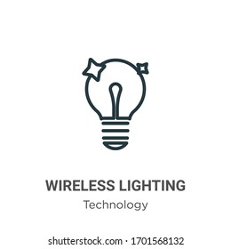 Wireless lighting outline vector icon. Thin line black wireless lighting icon, flat vector simple element illustration from editable technology concept isolated stroke on white background