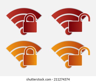 Wireless Lock and Unlock Icon Symbol