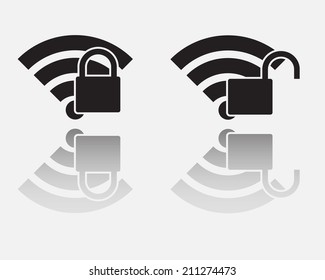 Wireless Lock and Unlock Icon Symbol