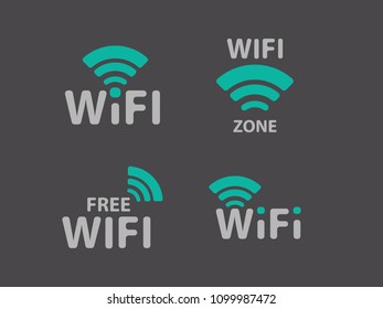 Wireless logo and wifi icon on black background