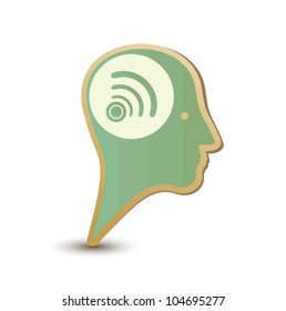 Wireless man. Label sticker. Modern concept