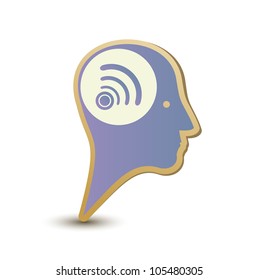 Wireless man. Label sticker. Modern concept