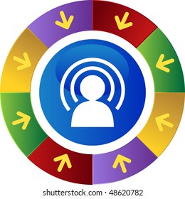 Wireless man web button isolated on a background