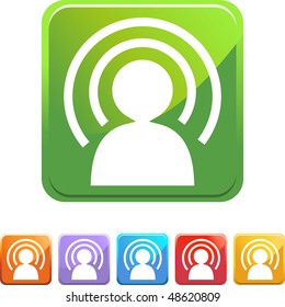 Wireless man web button isolated on a background