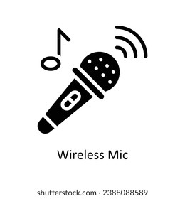 Wireless Mic vector  Solid Design illustration. Symbol on White background EPS 10 File