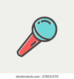 Wireless microphone icon thin line for web and mobile, modern minimalistic flat design. Vector icon with dark grey outline and offset colour on light grey background.