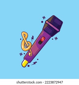 Wireless Microphone Illustration in Cartoon Style