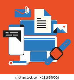 wireless mobile devices, computer, cloud computing, work with documents and data