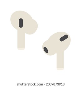 Wireless modern headphones on a white background for listening to music. Vector.