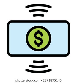 Wireless money charity icon outline vector. Social help. Volunteer investor color flat